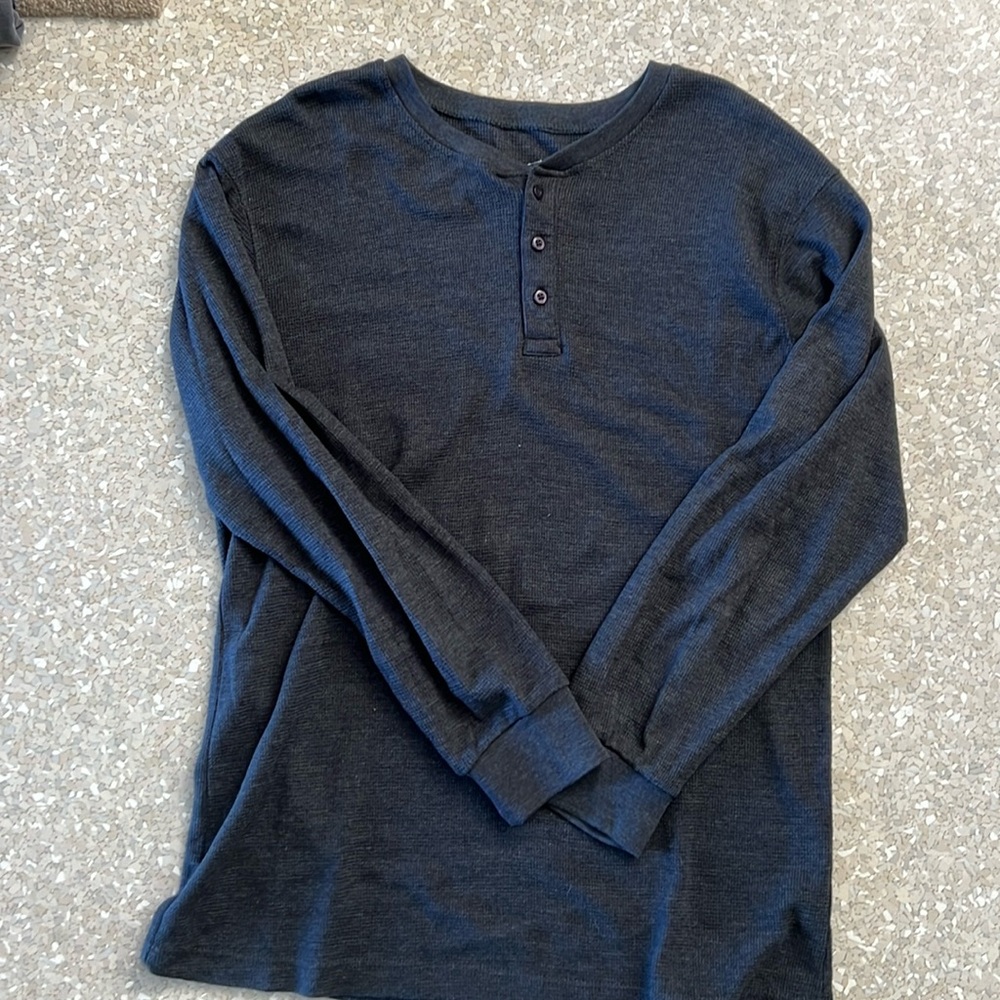 Mens Gray Beverly Hills Polo Club Long Sleeve  Thermal Henley Size L